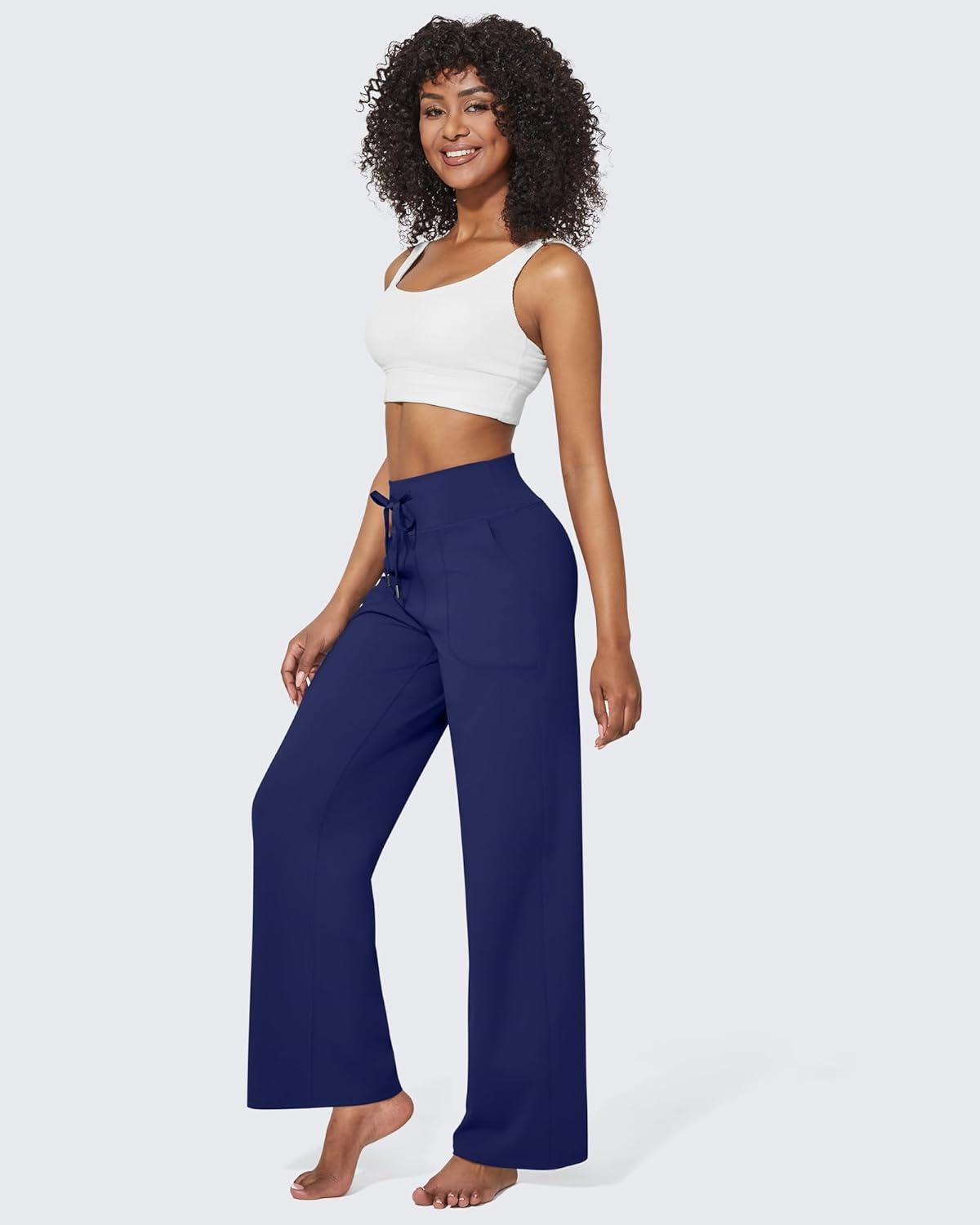 imageG4Free Wide Leg Pants for Women Yoga Pants High Waist Sweatpants with Pockets Stretch Lounge Pants Comfy WorkoutRoyal Blue