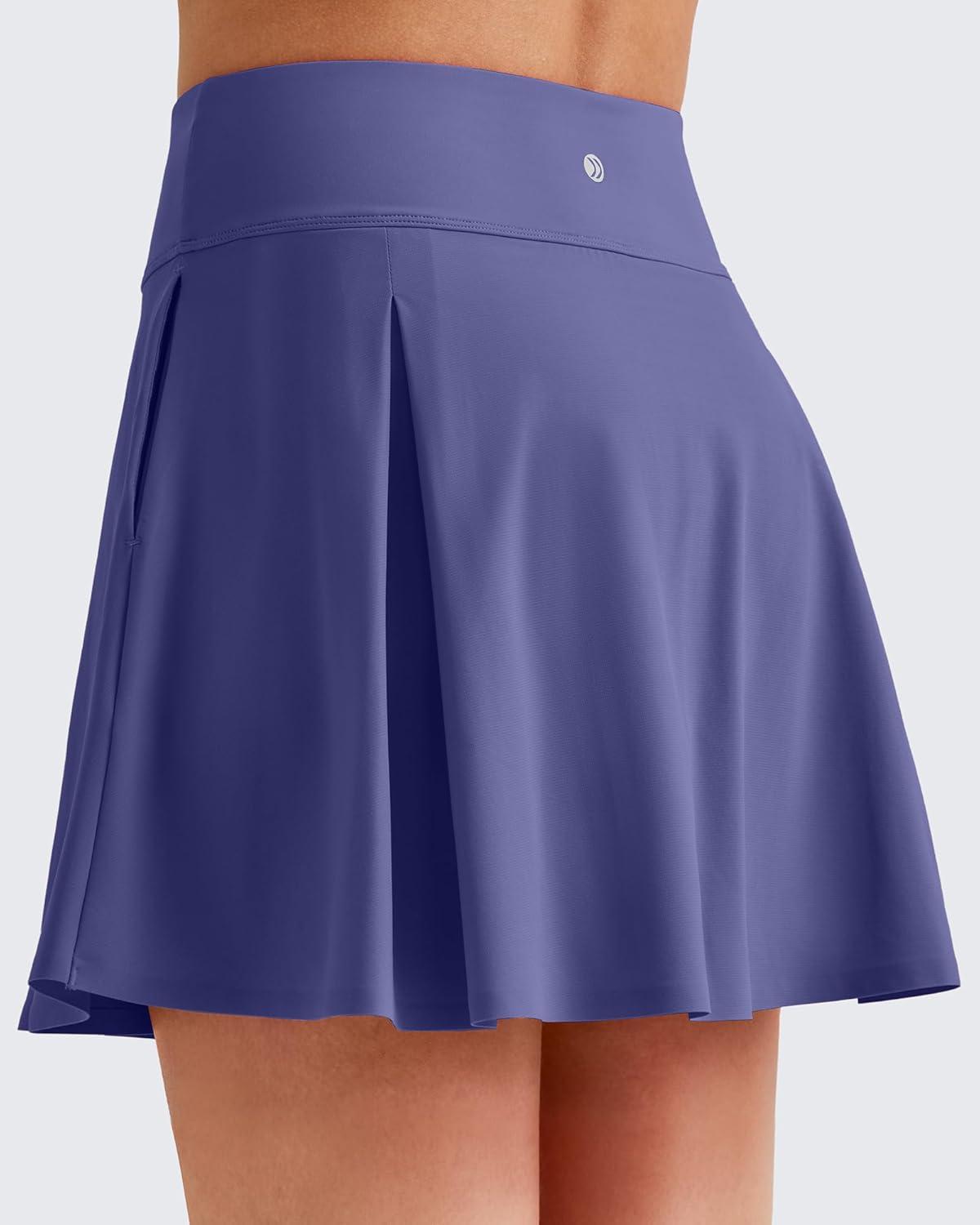 imageG4Free Women Tennis Skirts Athletic High Waisted Golf Skorts with 4 Pockets Inner Shorts for Pickleball WorkoutDusky Purple