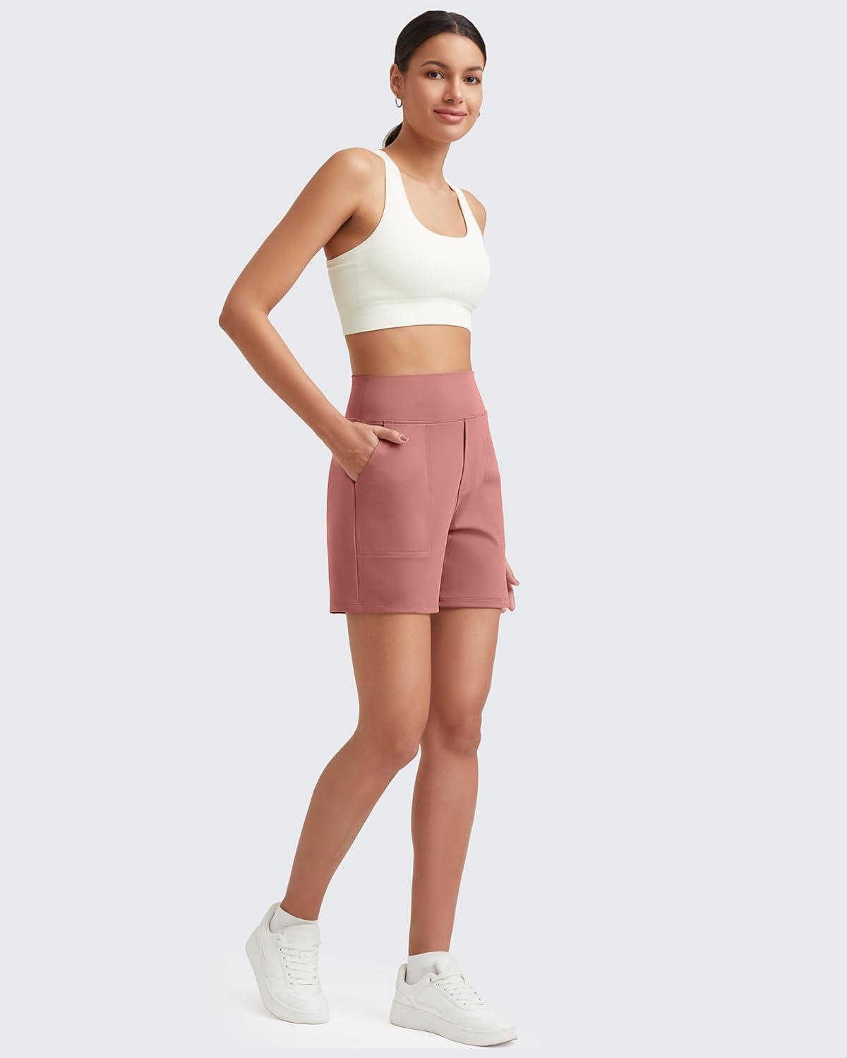 imageG4Free Womens 5 Athletic Shorts High Waisted Running Yoga Shorts Summer Casual Shorts with PocketsCameo
