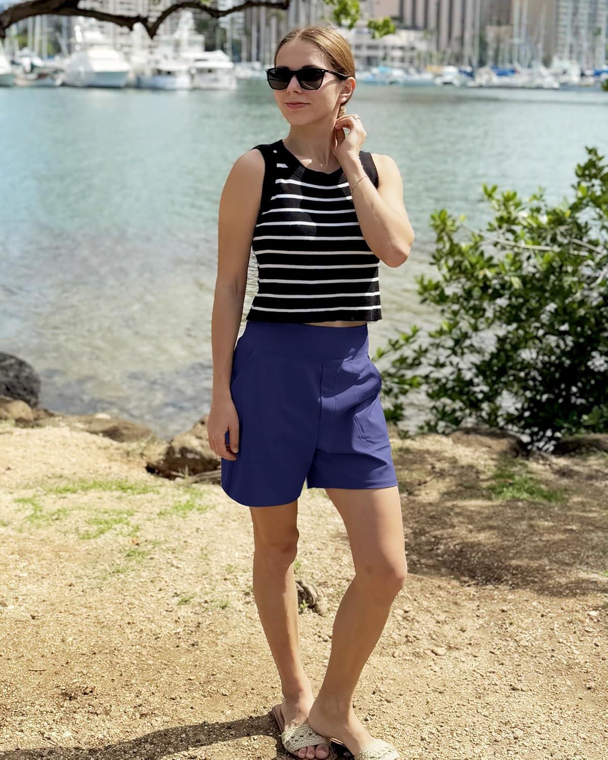 imageG4Free Womens 5 Athletic Shorts High Waisted Running Yoga Shorts Summer Casual Shorts with PocketsRoyal Blue