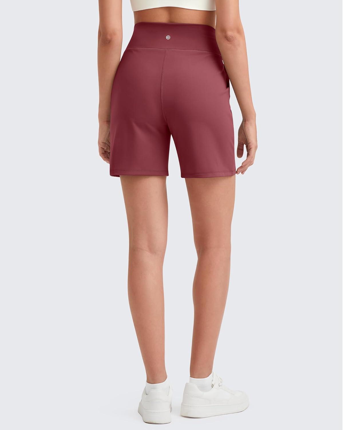 imageG4Free Womens Athletic Running Shorts High Waisted Bermuda Summer Casual Shorts for Golf Yoga with PocketsDark Burgundy