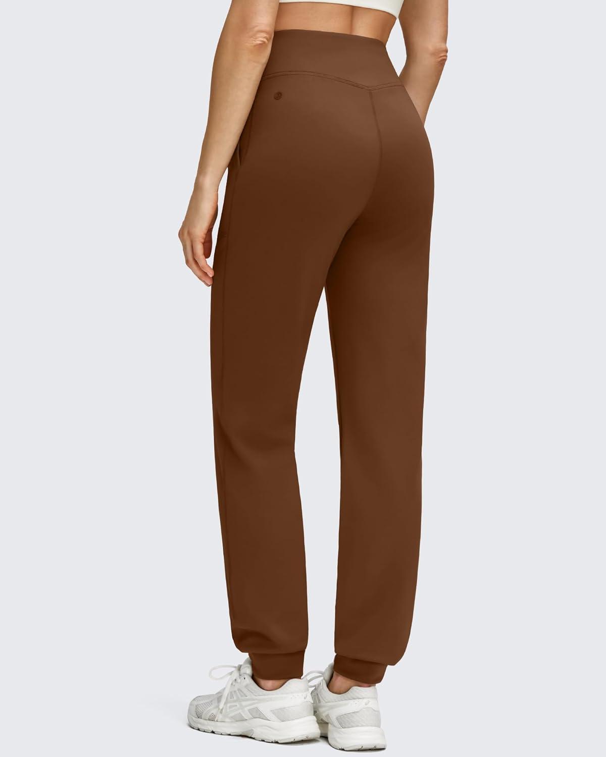 imageG4Free Womens Fleece Lined Workout Joggers with Pockets High Waisted Sweatpants Hiking Running Outdoor PantsDark Coffee