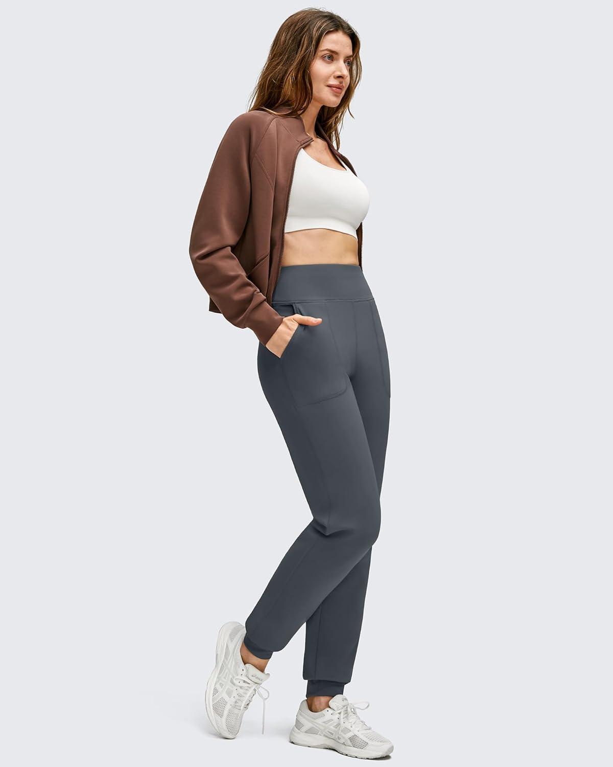 imageG4Free Womens Fleece Lined Workout Joggers with Pockets High Waisted Sweatpants Hiking Running Outdoor PantsDark Gray