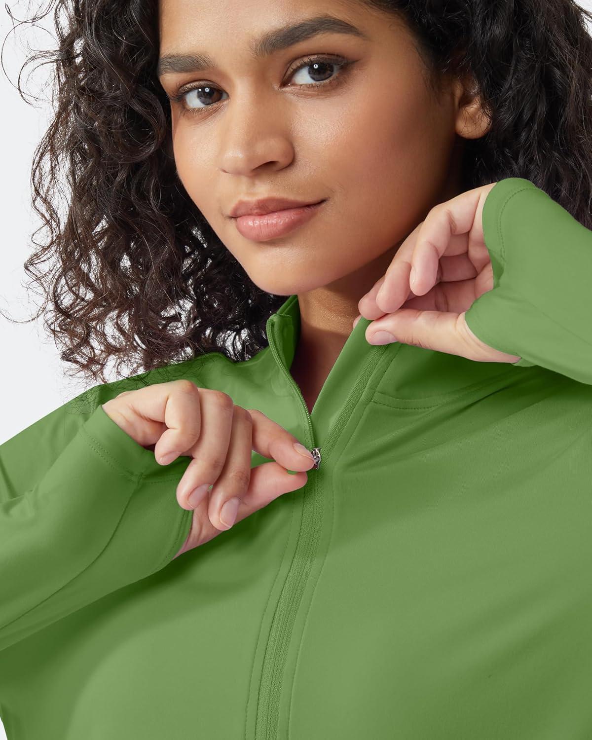 imageG4Free Womens UPF 50 Sun Shirts Lightweight Quick Dry Long Sleeve Workout Tops Lightweight Running PulloverArmy Green