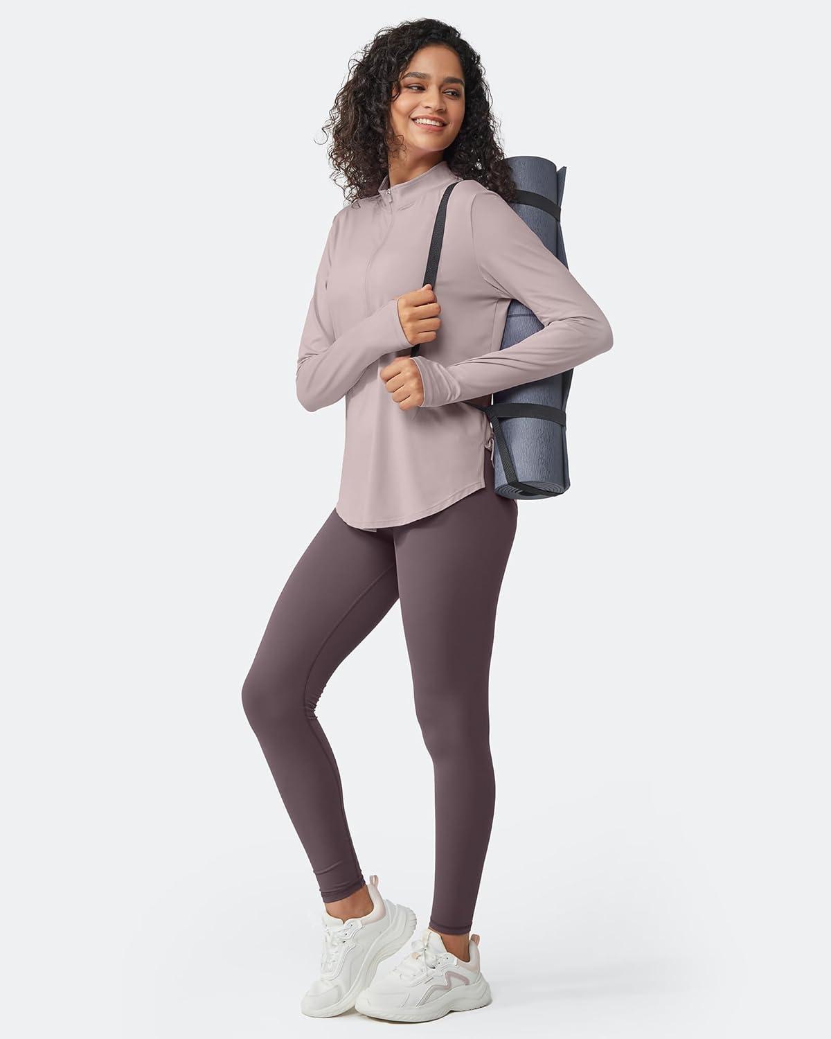 imageG4Free Womens UPF 50 Sun Shirts Lightweight Quick Dry Long Sleeve Workout Tops Lightweight Running PulloverGray Lilac