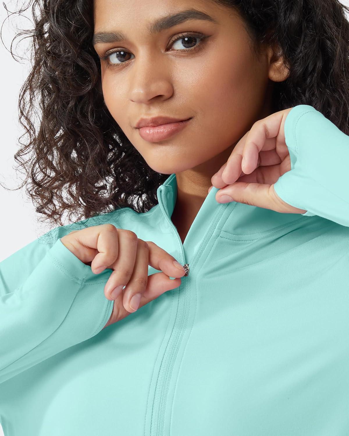 imageG4Free Womens UPF 50 Sun Shirts Lightweight Quick Dry Long Sleeve Workout Tops Lightweight Running PulloverLight Blue