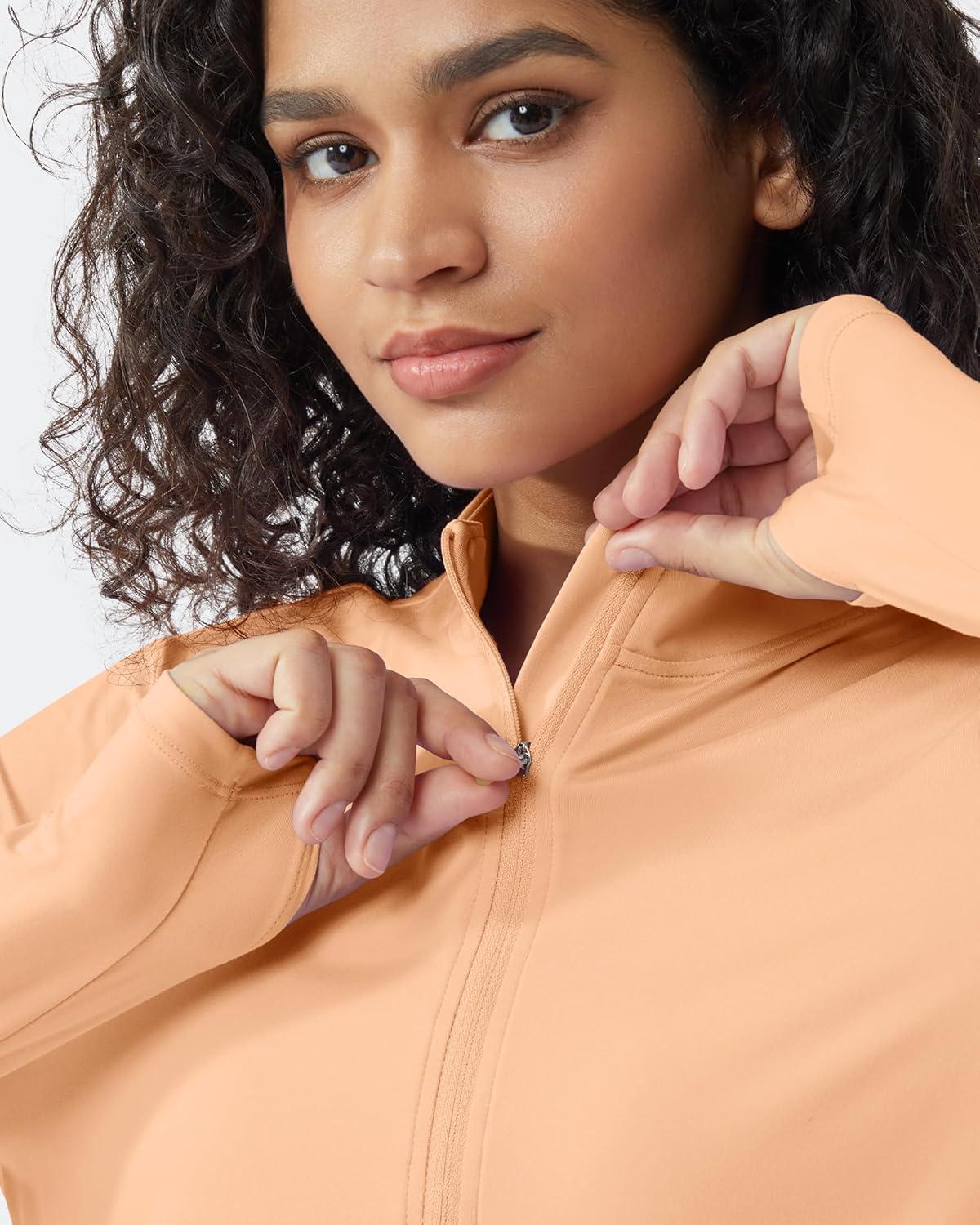 imageG4Free Womens UPF 50 Sun Shirts Lightweight Quick Dry Long Sleeve Workout Tops Lightweight Running PulloverPeach Nectar