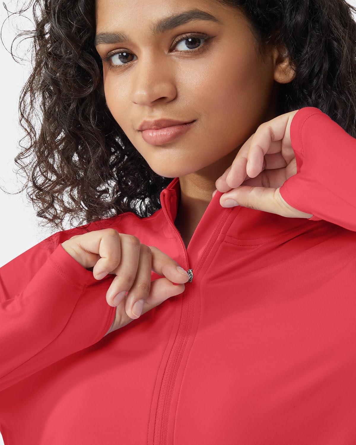 imageG4Free Womens UPF 50 Sun Shirts Lightweight Quick Dry Long Sleeve Workout Tops Lightweight Running PulloverRed