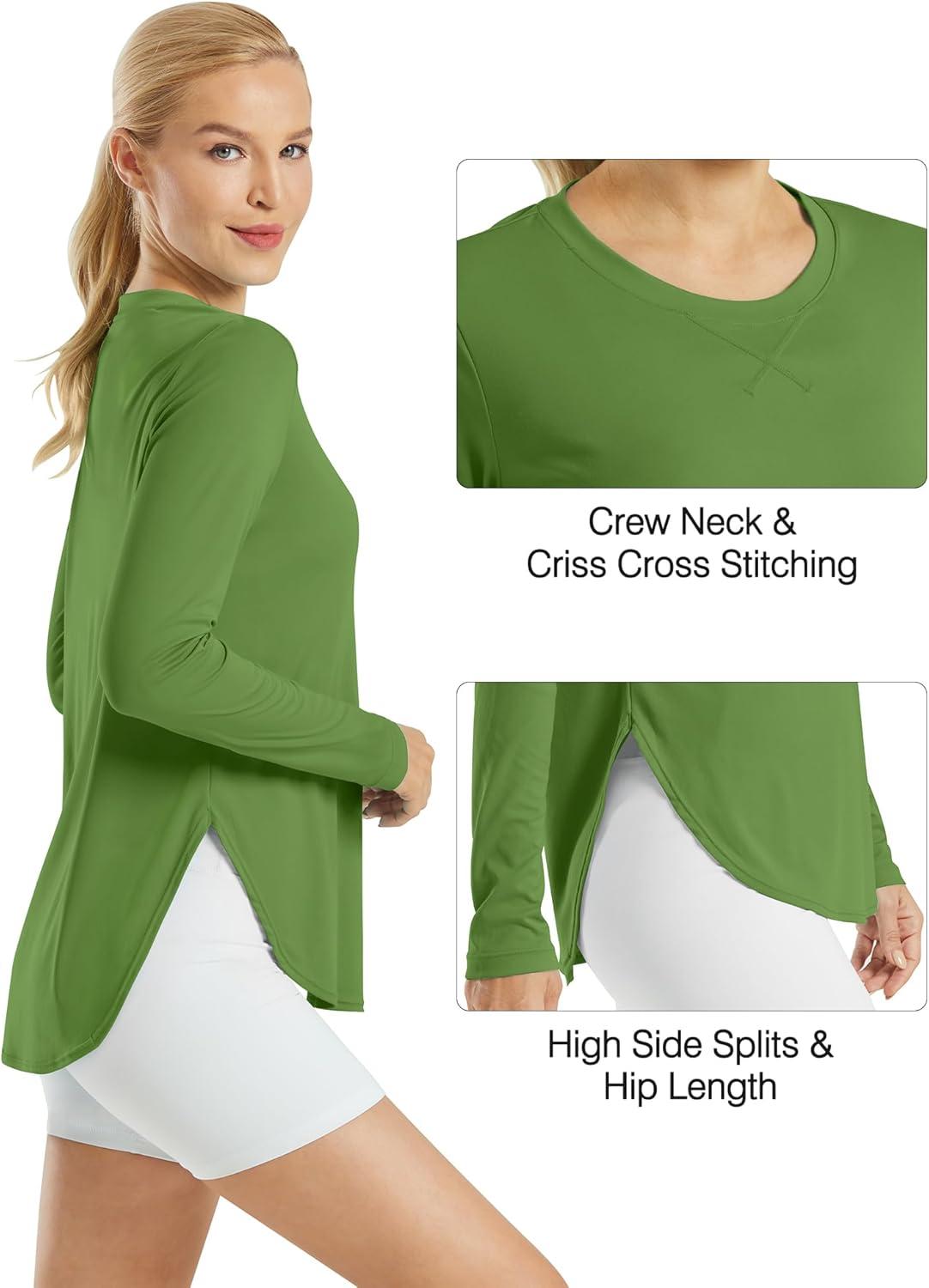 imageG4Free Womens UPF 50 UV Shirts Long Sleeve Workout Sun Shirt Outdoor Gym Hiking Tops Quick Dry LightweightArmy Green