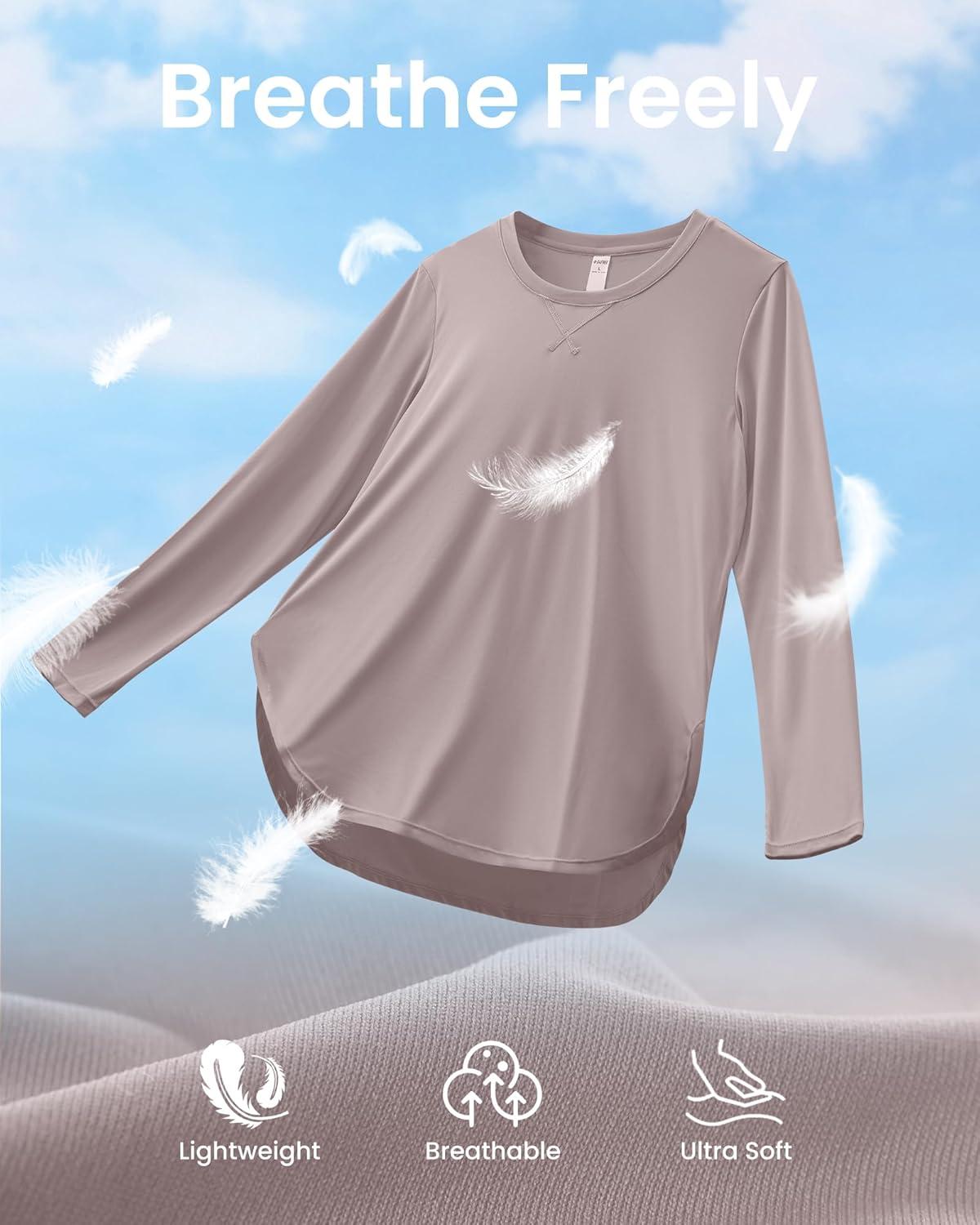 imageG4Free Womens UPF 50 UV Shirts Long Sleeve Workout Sun Shirt Outdoor Gym Hiking Tops Quick Dry LightweightGray Lilac