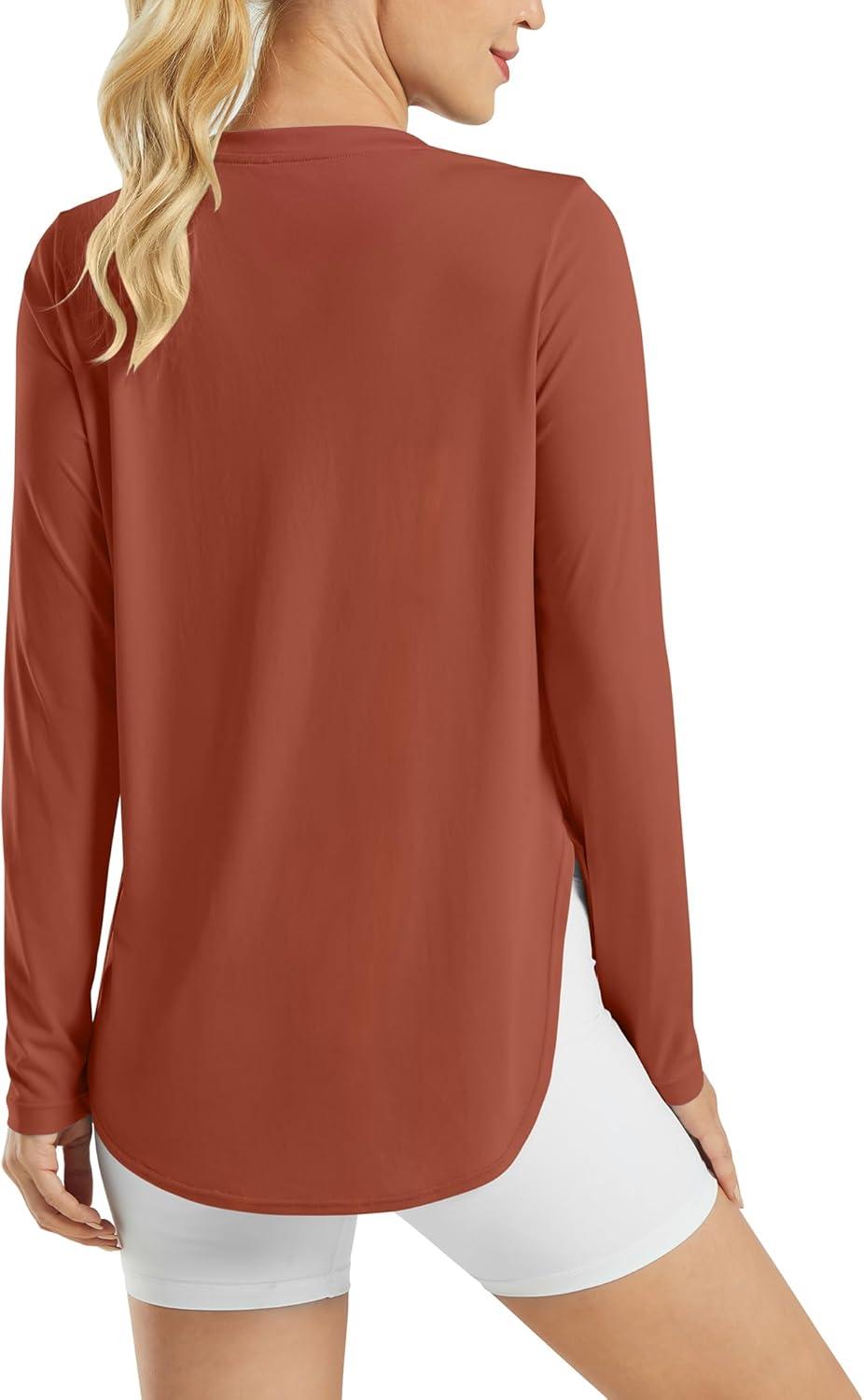 imageG4Free Womens UPF 50 UV Shirts Long Sleeve Workout Sun Shirt Outdoor Gym Hiking Tops Quick Dry LightweightJam Brown