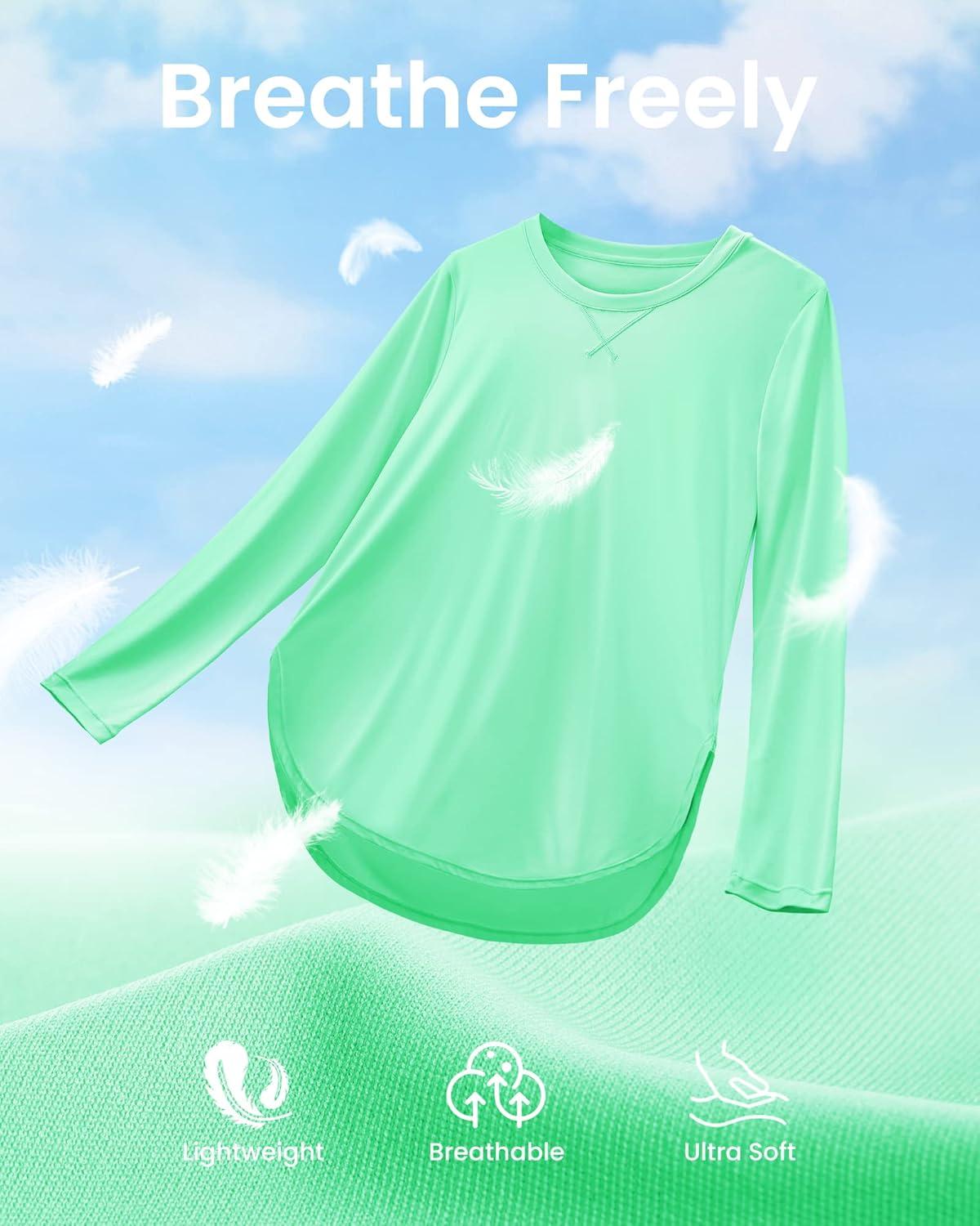 imageG4Free Womens UPF 50 UV Shirts Long Sleeve Workout Sun Shirt Outdoor Gym Hiking Tops Quick Dry LightweightMint Green