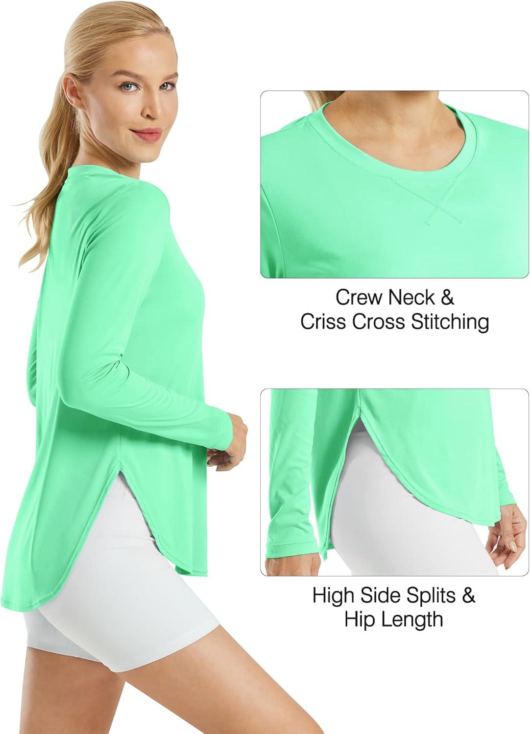 imageG4Free Womens UPF 50 UV Shirts Long Sleeve Workout Sun Shirt Outdoor Gym Hiking Tops Quick Dry LightweightMint Green