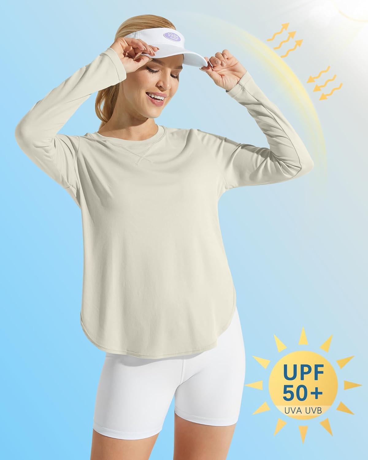 imageG4Free Womens UPF 50 UV Shirts Long Sleeve Workout Sun Shirt Outdoor Gym Hiking Tops Quick Dry LightweightMushroom