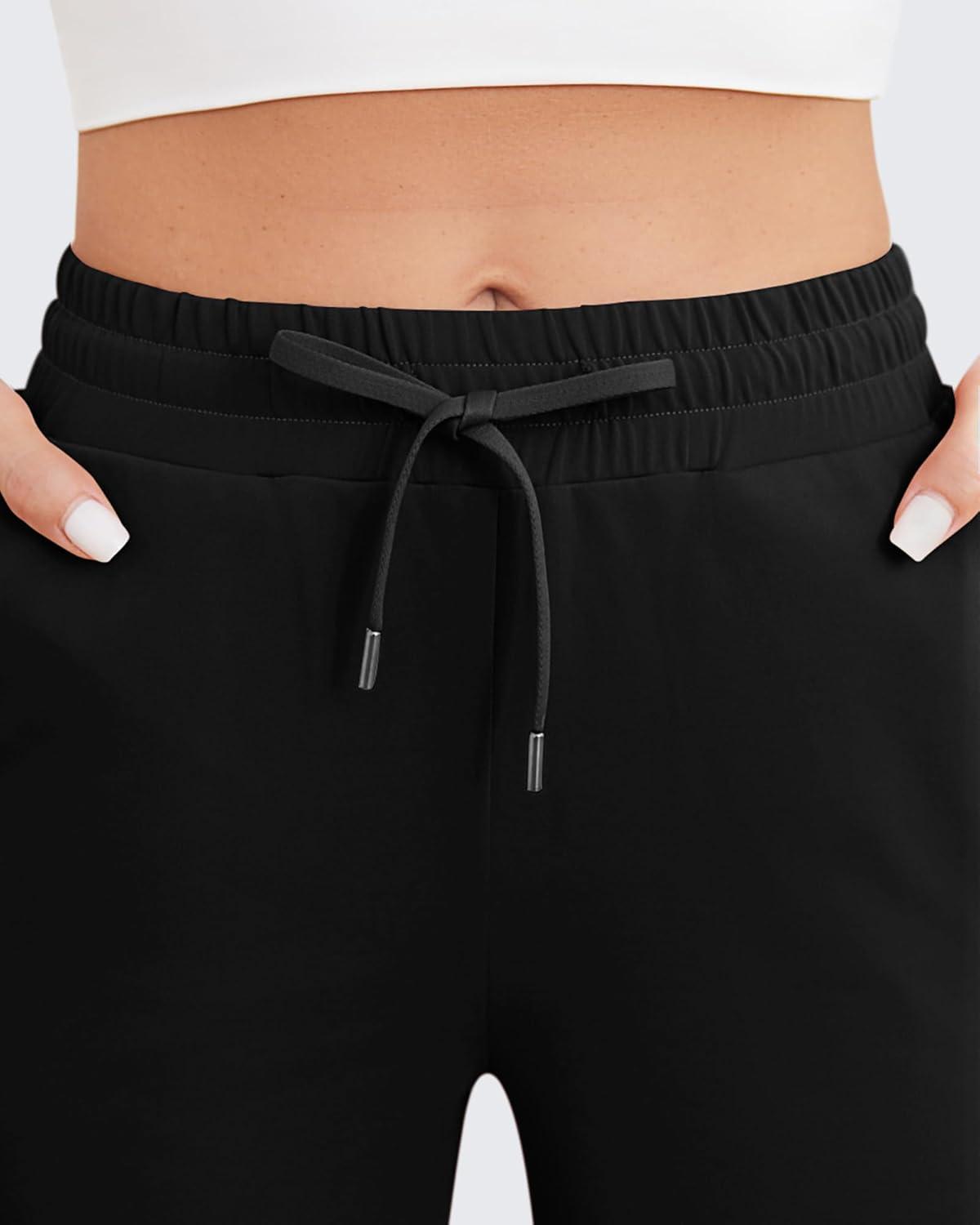 imageG4Free Womens Wide Leg Pants High Waisted Yoga Pants with Pockets Casual Drawstring SweatpantsBlack