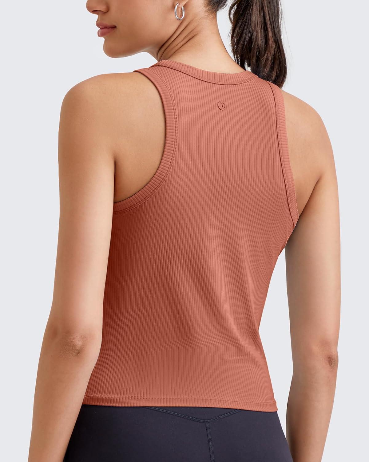 imageG4Free Workout Tank Tops for Women Slim Fitted Racerback Ribbed Athletic Gym Yoga Tanks Summer CasualBurnt Orange