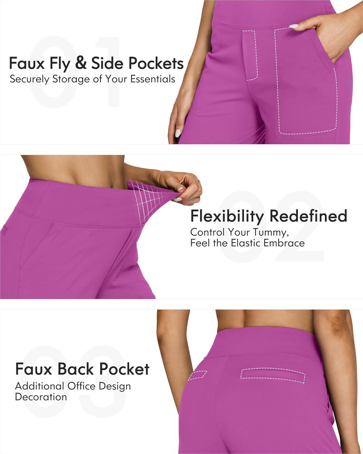 imageG4Free Yoga Pants Women Wide Leg Pants with Pockets High Waist Stretch Dress Casual Sweatpants PetiteRegularTallPotent Purple