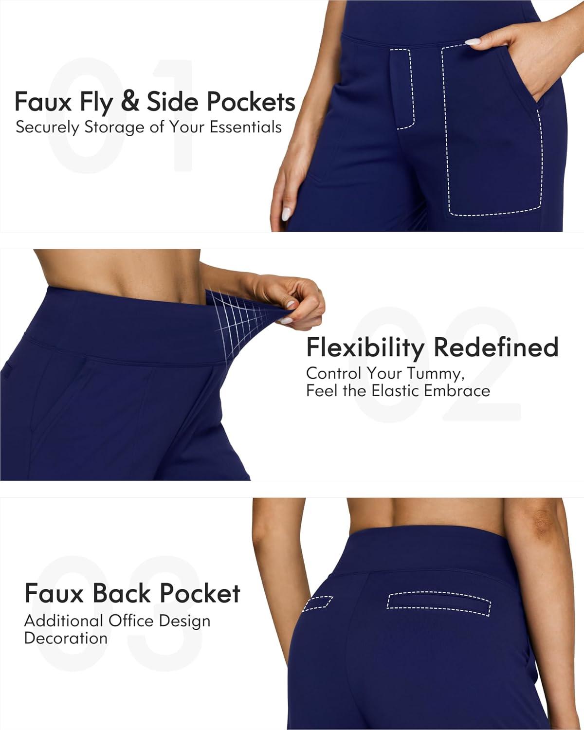 imageG4Free Yoga Pants Women Wide Leg Pants with Pockets High Waist Stretch Dress Casual Sweatpants PetiteRegularTallRoyal Blue