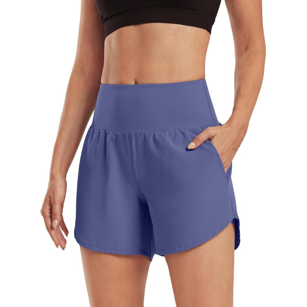 imageG4Free Athletic Shorts for Women Lightweight Running Shorts with Pockets 5quot Quick Dry Workout Shorts for Gym ExerciseDusky Purple