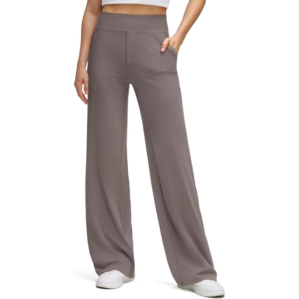 imageG4Free BareFeel High Stretch Wide Leg Pants for Women Soft Comfy Casual Yoga Pants with Pockets PetiteRegularTallTaupe
