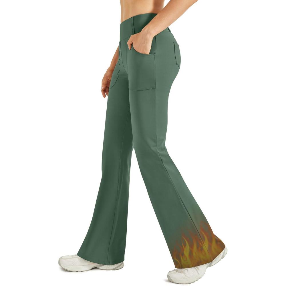 imageG4Free Fleece Lined Leggings Women Yoga Dress Pants with 4 Pockets Stretchy Work Pants Business Casual 29quot31quot33quotDark Forest Green