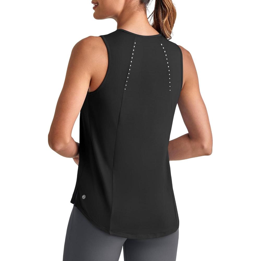 imageG4Free Lightweight Workout Tank Tops for Women High Neck Athletic Long Tanks Sleeveless Summer Running Gym ShirtsBlack