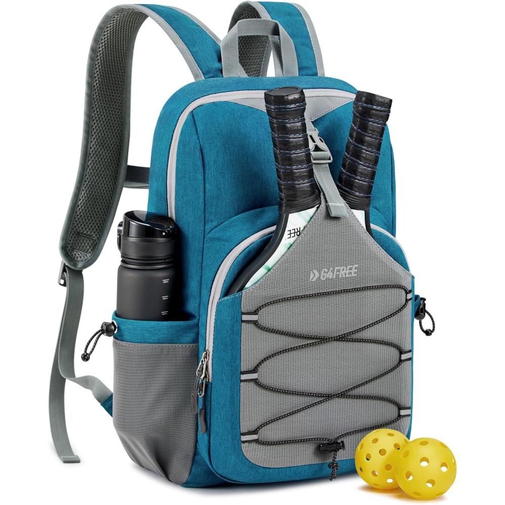 imageG4Free Pickleball Bag Pickleball Backpack for Women and Men Padel Bag Fits 2 to 4 Paddles Gifts for Pickleball LoversTeal Blue