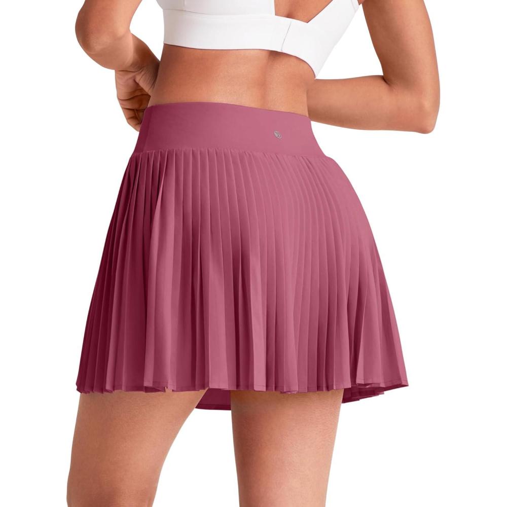 imageG4Free Pleated Tennis Skirts for Women Wrapped Front Golf Skorts A Line Flowy Soft Athletic with Inner Shorts PocketsDark Burgundy