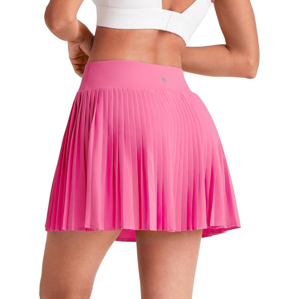 imageG4Free Pleated Tennis Skirts for Women Wrapped Front Golf Skorts A Line Flowy Soft Athletic with Inner Shorts PocketsRose Pink