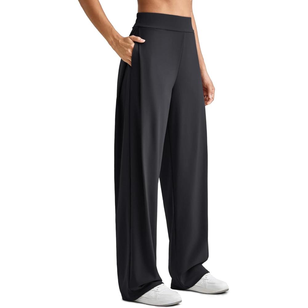 imageG4Free ShiftReady Wide Leg Business Casual Pants for Women High Waisted Loose Lounge Pant for Casual Work Dressy 27quot29quot31quotBlack