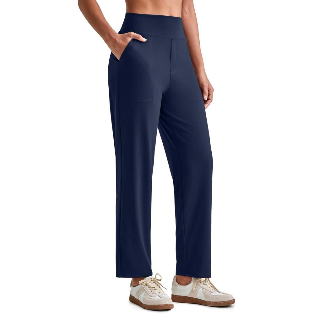 imageG4Free ShiftReady Womens Ankle Dress Yoga Pants with Pockets Stretchy Business Casual Slacks Work Trousers Travel PantDark Navy