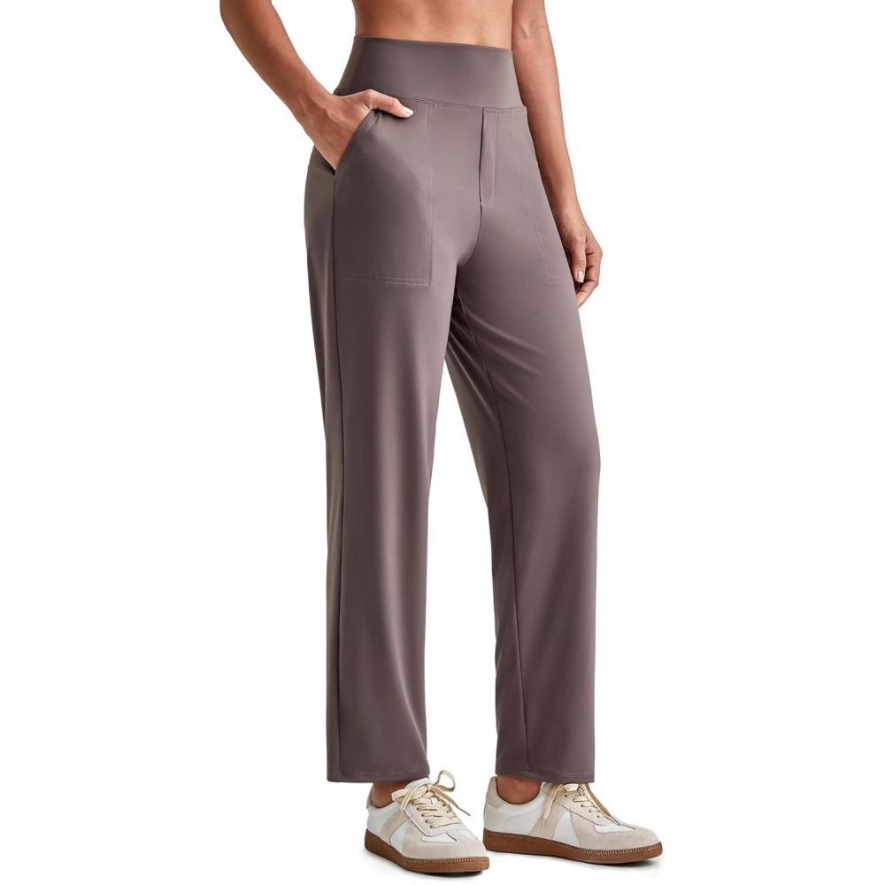 imageG4Free ShiftReady Womens Ankle Dress Yoga Pants with Pockets Stretchy Business Casual Slacks Work Trousers Travel PantTaupe