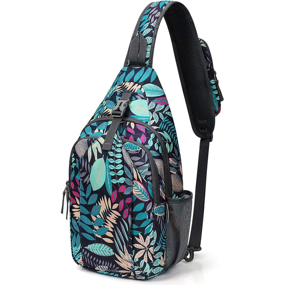 imageG4Free Sling Bag RFID Blocking Sling Backpack Crossbody Chest Bag Daypack for Hiking TravelBlackMaple Leaf Blue