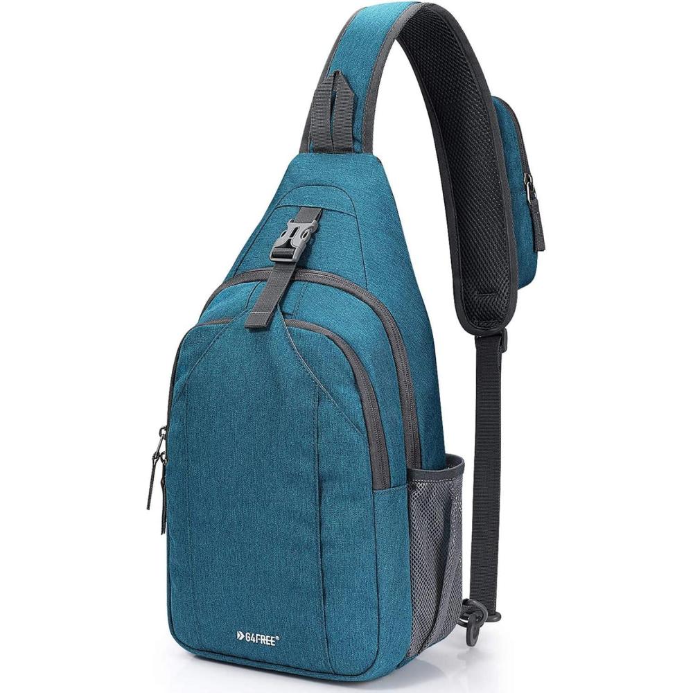 imageG4Free Sling Bag RFID Blocking Sling Backpack Crossbody Chest Bag Daypack for Hiking TravelBlackNavy Blue