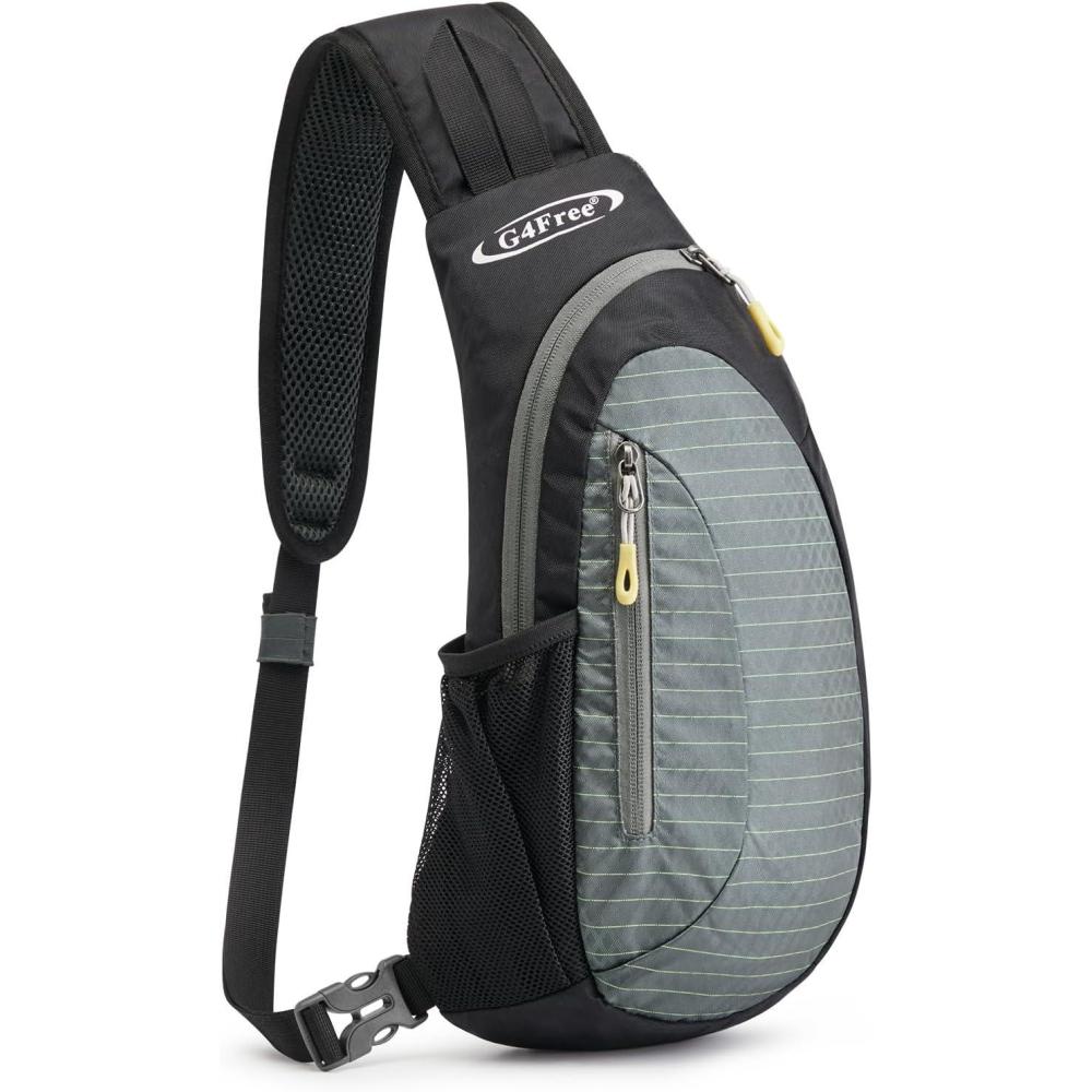 imageG4Free Sling Bag for Men Women Small Crossbody Backpack Lightweight Chest Shoulder Bags for Travel Outdoor and Sports BlackBlack  Grey