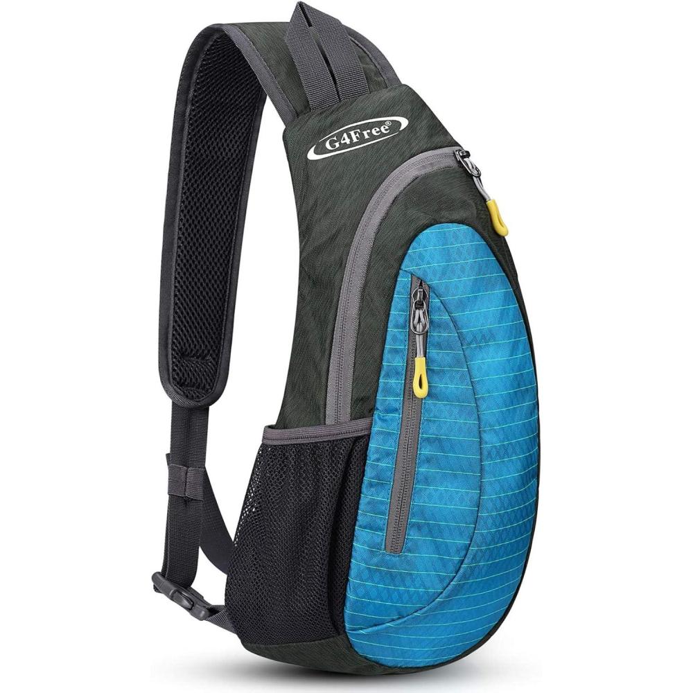 imageG4Free Sling Bag for Men Women Small Crossbody Backpack Lightweight Chest Shoulder Bags for Travel Outdoor and Sports BlackLight Blue