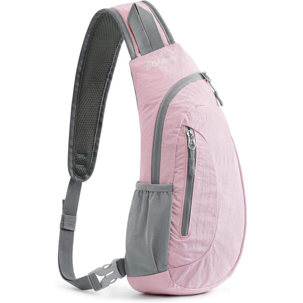 imageG4Free Sling Bag for Men Women Small Crossbody Backpack Lightweight Chest Shoulder Bags for Travel Outdoor and Sports BlackPink
