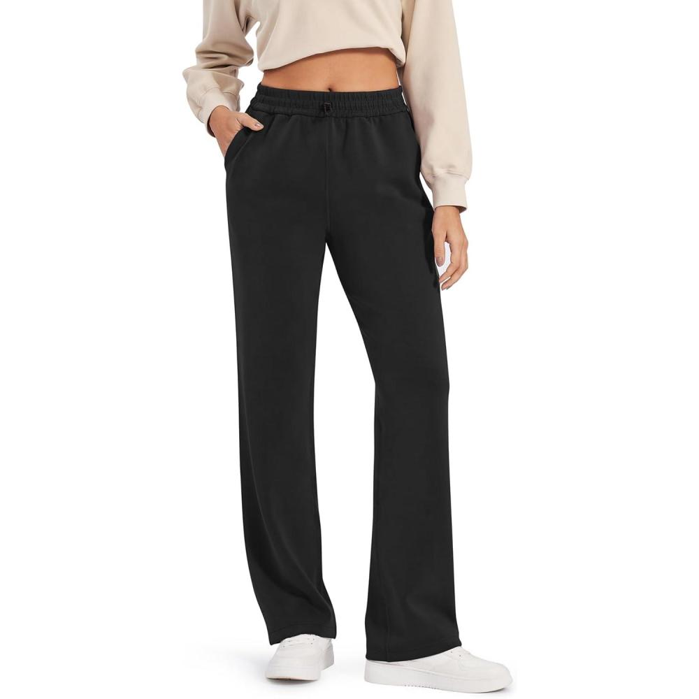 imageG4Free Smoofit Modal Soft Wide Leg Sweatpants Yoga Pants with Pockets Drawcord Casual Lounge Pants PetiteRegularTallBlack