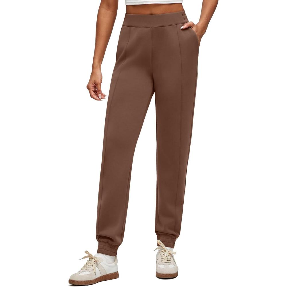 imageG4Free Smoofit Modal Soft Womens Joggers Track Pants Tapered Leg Casual Scrub Sweatpants with Side PocketsDark Coffee