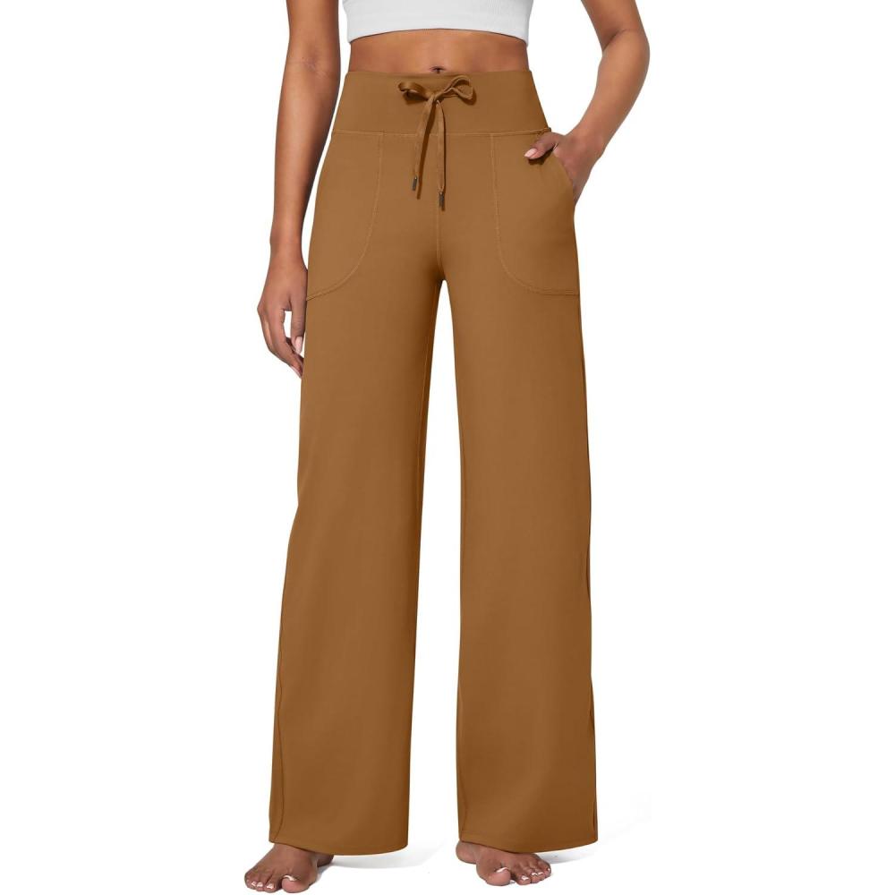 imageG4Free Wide Leg Pants for Women Yoga Pants High Waist Sweatpants with Pockets Stretch Lounge Pants Comfy WorkoutCoca Mocha