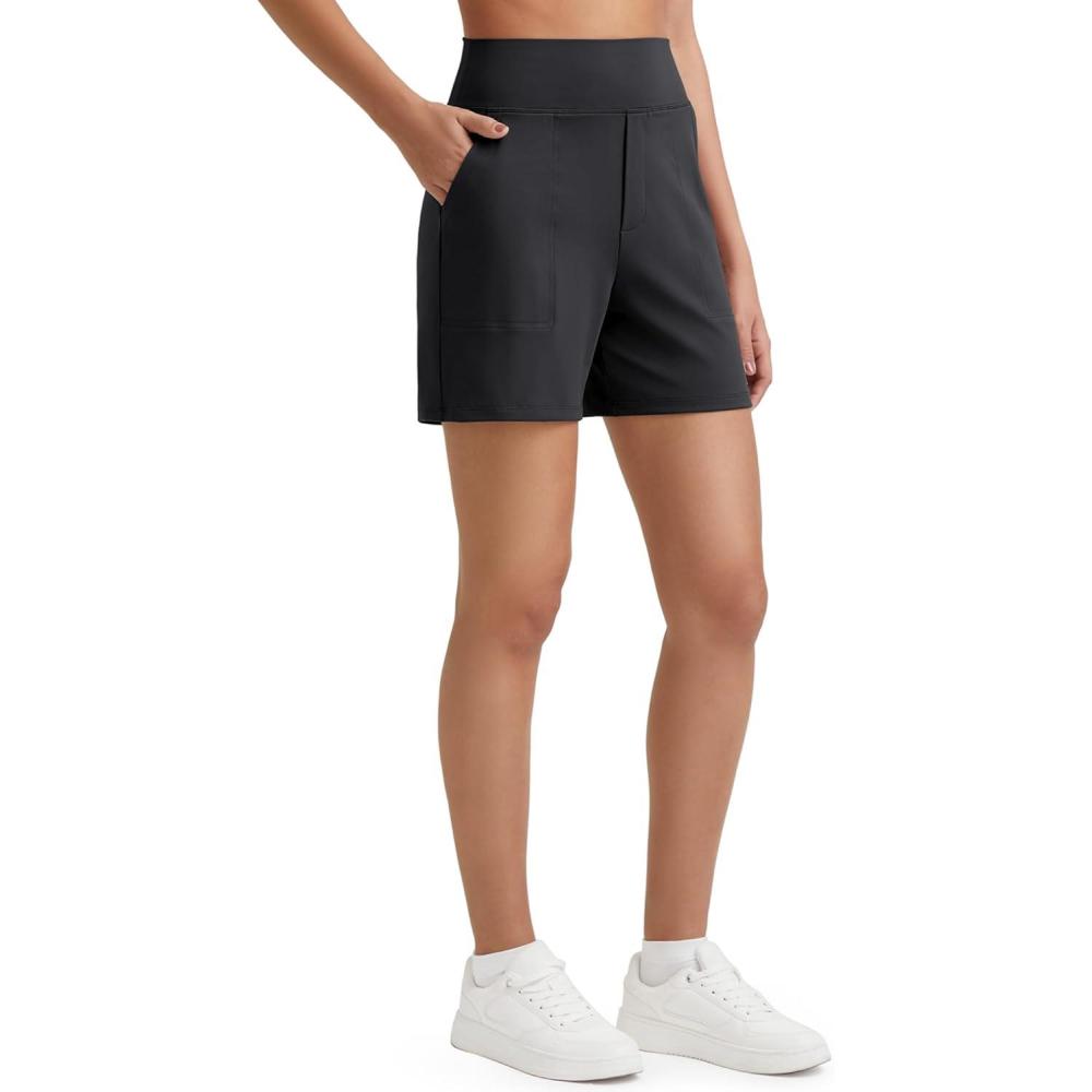 imageG4Free Womens 5 Athletic Shorts High Waisted Running Yoga Shorts Summer Casual Shorts with PocketsBlack