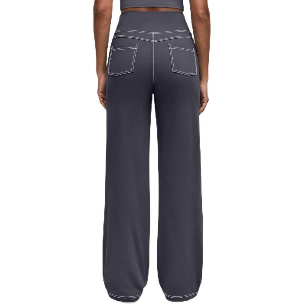imageG4Free Womens Wide Leg Pants Casual High Waisted Yoga Pants with 4 Pockets StretchDark Gray