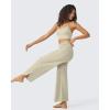 imageG4Free 252729 Wide Leg Pants for Women Ankle Length Loose Yoga Cross High Waist Dance Casual Pants with PocketsApricot