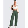 imageG4Free 255275295 Wide Leg Pants for Women 78 Length Yoga Dress Pants High Waist Stretch with Pockets Casual WorkDark Forest Green