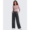 imageG4Free BareFeel High Stretch Wide Leg Pants for Women Soft High Waisted Pleated Casual Pants with Pockets 28quot30quot32quotDark Gray