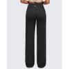 imageG4Free BareFeel High Stretch Women Wide Leg Yoga Pants Cross Waist Casual Trousers with Zipper Pockets 29quot31quot33quotBlack