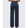 imageG4Free BareFeel High Stretch Women Wide Leg Yoga Pants Cross Waist Casual Trousers with Zipper Pockets 29quot31quot33quotDark Navy