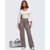 imageG4Free BareFeel High Stretch Women Wide Leg Yoga Pants Cross Waist Casual Trousers with Zipper Pockets 29quot31quot33quotTaupe