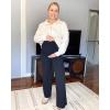 imageG4Free BareFeel Maternity Dress Yoga Pants Over The Belly Stretchy Work Slack Pregnancy Wide Leg Lounge TrousersDark Blue