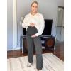 imageG4Free BareFeel Maternity Dress Yoga Pants Over The Belly Stretchy Work Slack Pregnancy Wide Leg Lounge TrousersDark Gray